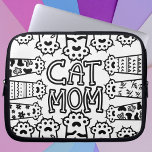 Cute Black and white cat mom with cat paws Laptop Sleeve<br><div class="desc">Black and white cat mom with cat paws laptop sleeve
Make your loved one happy with this laptop sleeve with a black and white design with lots of cat paws on it that says Cat mom. The ideal laptop sleeve for Mother's Day and for everyday cat moms.</div>