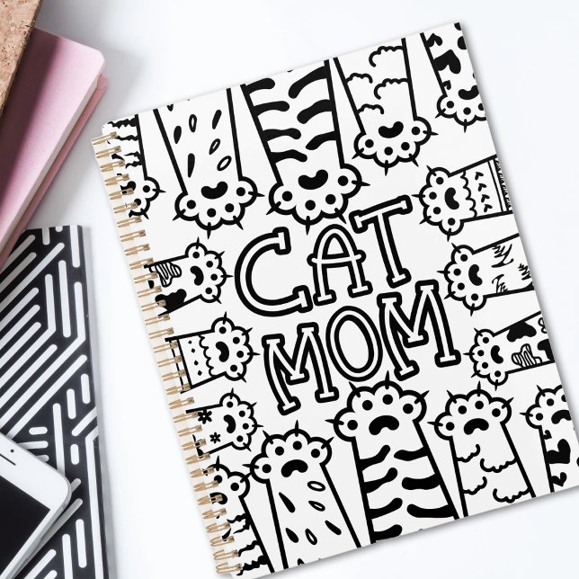 Cute Black and white cat mum with cat paws Planner (Creator Uploaded)