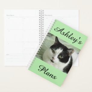 Cute Black and White Cat Personalised Planner