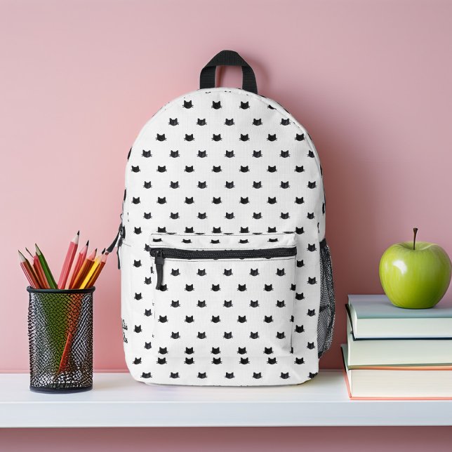 Cute Black and White Cats Pattern Personalised Printed Backpack (Creator Uploaded)