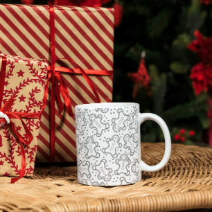Cute Black and White Christmas Gingerbreads Coffee Mug