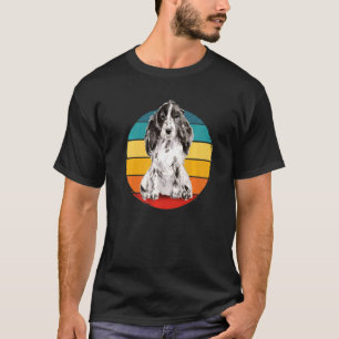 Cute Black And White Cocker Spaniel Pup Retro Colo T-Shirt