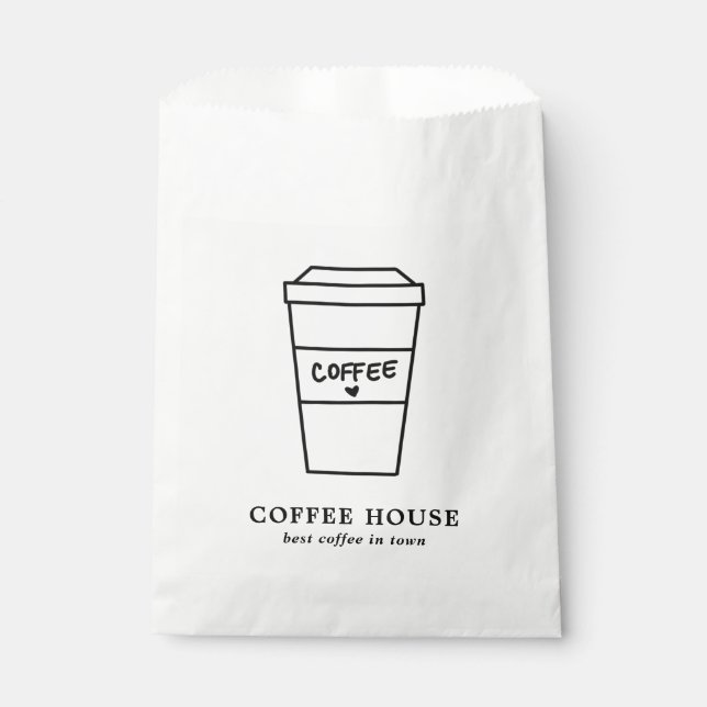 Cute Black and White Coffee Cup Coffee Shop Favour Bags (Front)