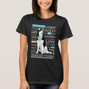 Cute Black And White Coloured Siberian Husky T-Shirt