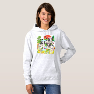 Cute Black And White Countryside Farm Dogs Hoodie