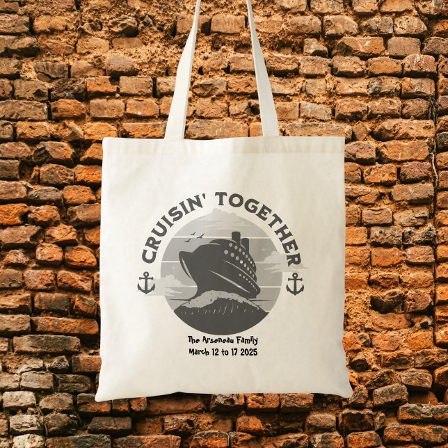 Cute Black and White Cruise PERSONALIZE Tote Bag (Creator Uploaded)