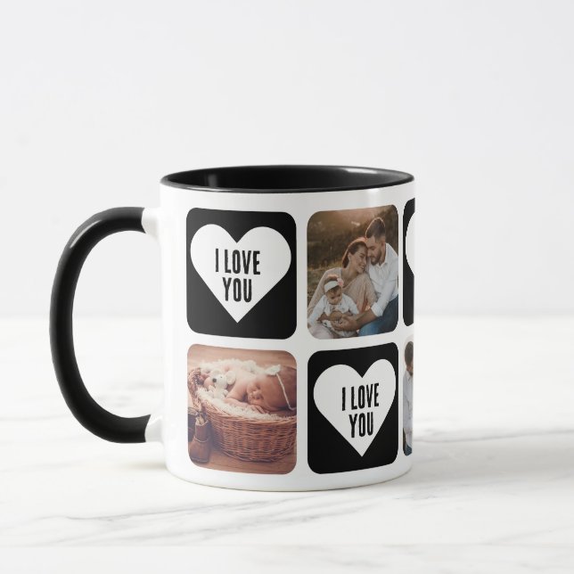 Cute Black and White Custom Photo I Love You Mug (Left)