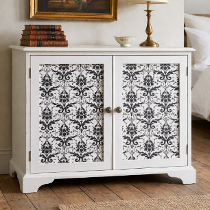 Cute Black And White Damask Floral Pattern Tissue Paper