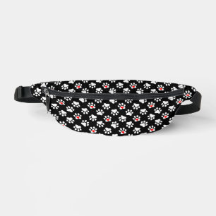Cute Black and White Dog Paws With Hearts Pattern Bum Bags