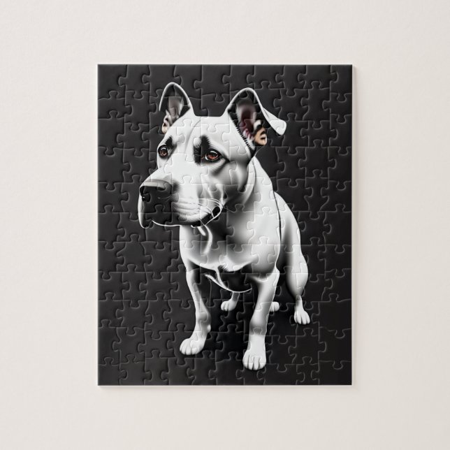 Cute black and white dog portrait jigsaw puzzle (Vertical)