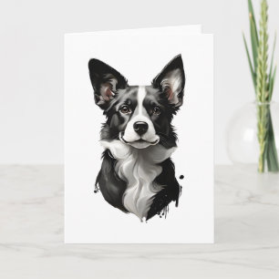 Cute Black and White Dog Puppy Blank Greeting  Card