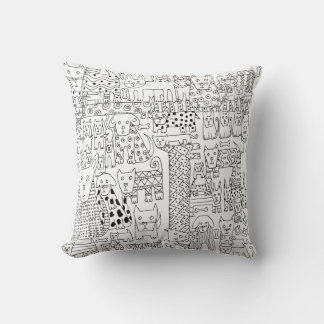 Cute Black and White Dogs And Puppies Pattern Cushion