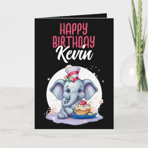 Cute Black and White Elephant Son Birthday Card