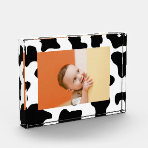 Cute black and white farm animal nursery cow print photo block