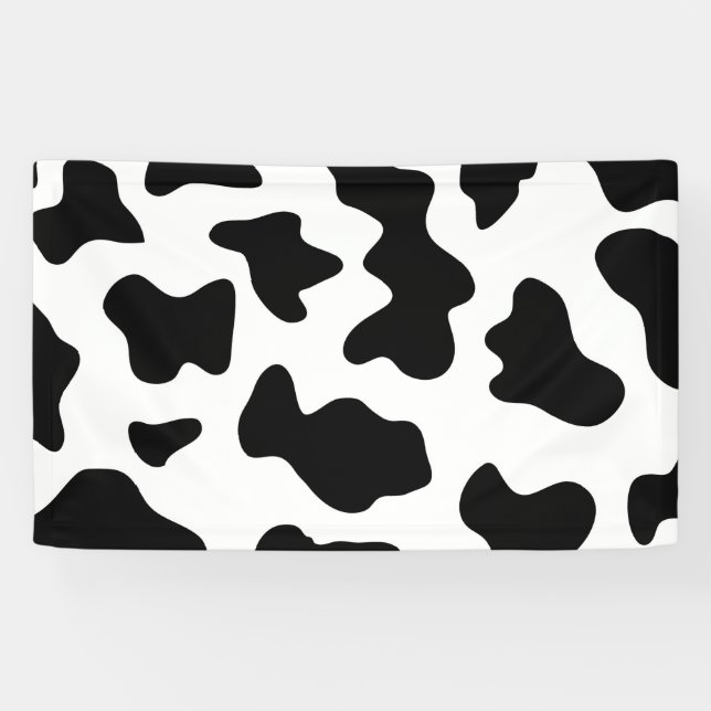 cute  black and white farm dairy cow print banner (Horizontal)