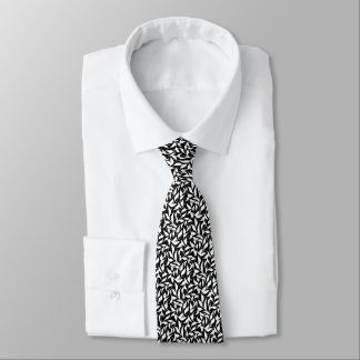 Cute Black and White Flower Pattern Floral Fun Tie