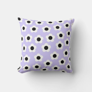 Cute Black and White Flower With Blue Background Cushion
