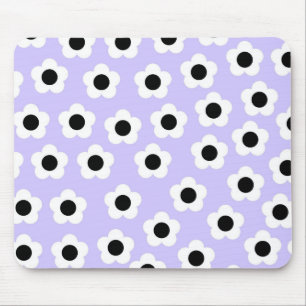 Cute Black and White Flower With Blue Background Mouse Mat