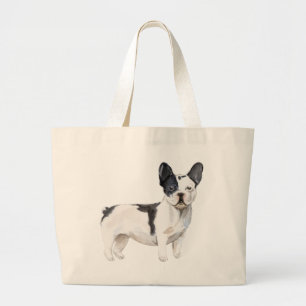 Cute black and white French Bulldog Large Tote Bag