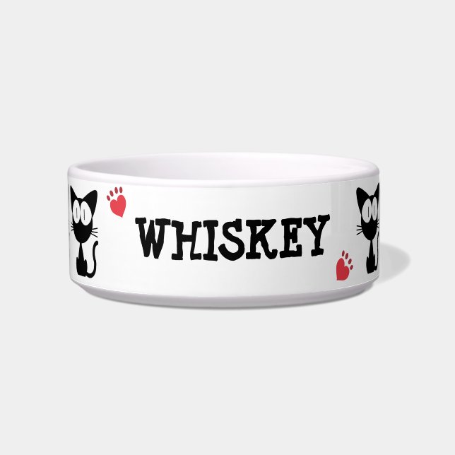 Cute black and white funny black kitty pattern bowl (Front)