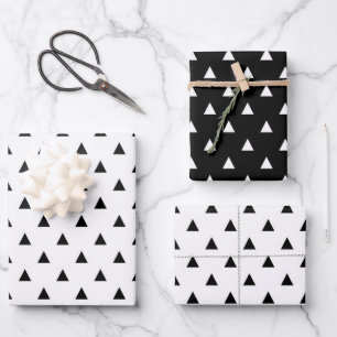 Cute Black And White Geometric Pattern Wrapping Paper Sheet