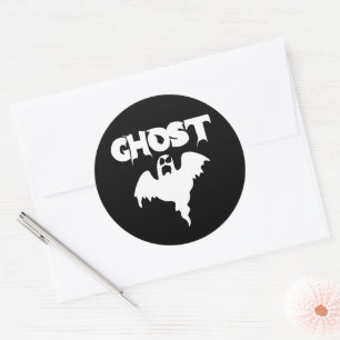 Cute Black And White Ghost Halloween Classic Round Sticker