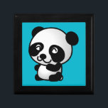 Cute black and white happy panda bear gift box<br><div class="desc">A cute and adorable illustration of a black and white panda bear sitting down and looking happy,  friendly and loveable. Turquoise blue background.</div>