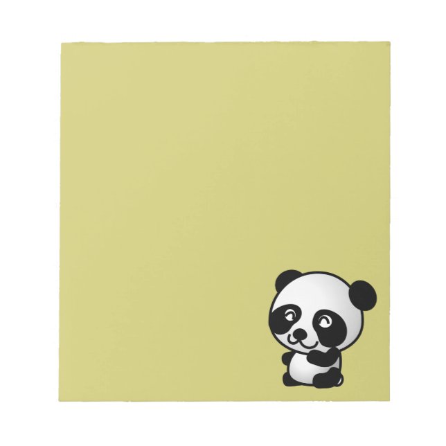 Cute black and white happy panda bear notepad (Front)