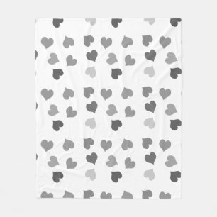 Cute black and white hearts fleece blanket