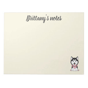 Cute black and white husky dog notepad