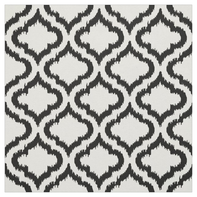 Cute black and white ikat Moroccan pattern Fabric (Swatch)