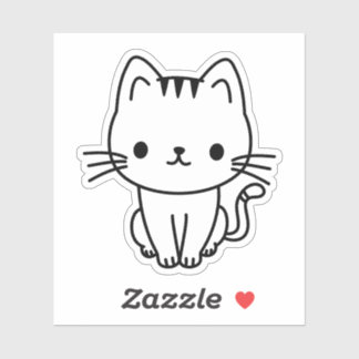 Cute Black and White Kawaii Cat Custom Die Cut