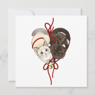 Cute Black and White Kitten Art Thank You Card