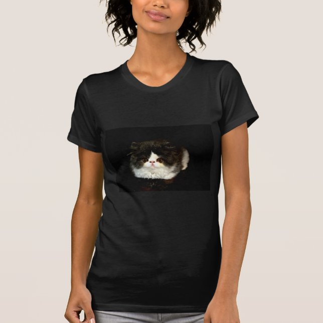 Cute Black and White Kitten T-Shirt (Front)
