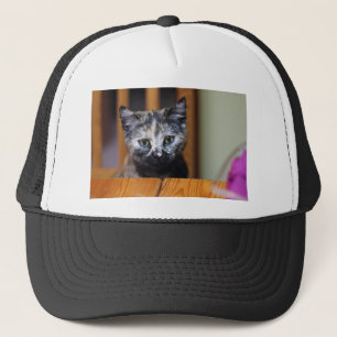 Cute Black and White Kitten Trucker Hat