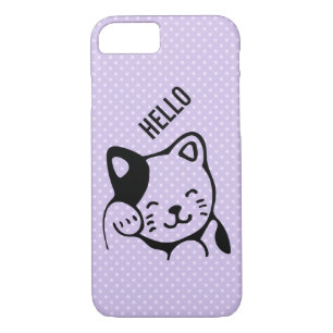 Cute Black and White Kitty Cat Waving Hello iPhone 8/7 Case