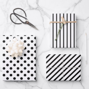 Cute Black And White Minimalist Pattern Wrapping Paper Sheet