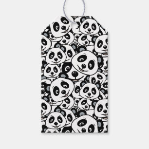 Cute Black and White Modern Panda Bear Pattern Gift Tags