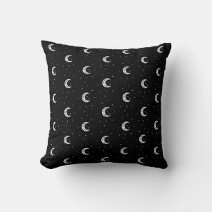 Cute Black and White Moons and Stars Cushion