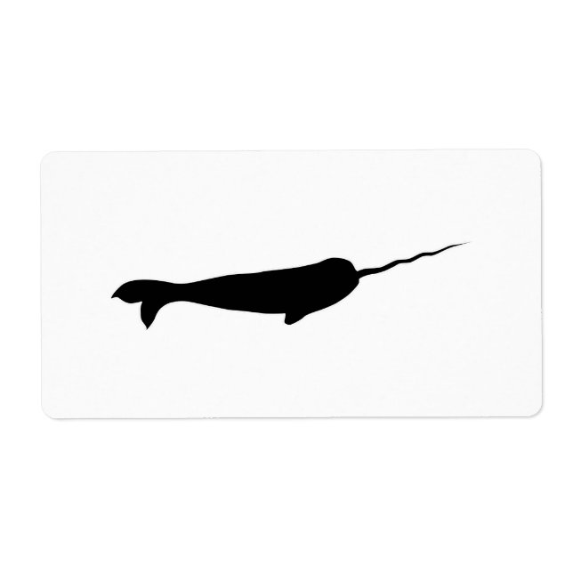 Cute Black and White Narwhal Silhouette (Front)