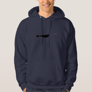 Cute Black and White Narwhal Silhouette Hoodie