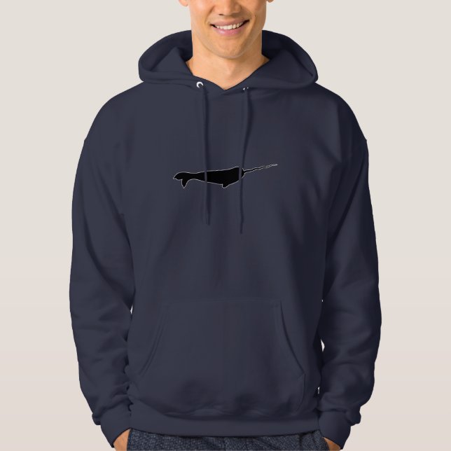 Cute Black and White Narwhal Silhouette Hoodie (Front)