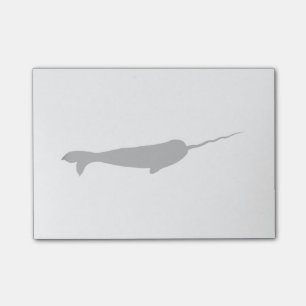 Cute Black and White Narwhal Silhouette Post-it Notes