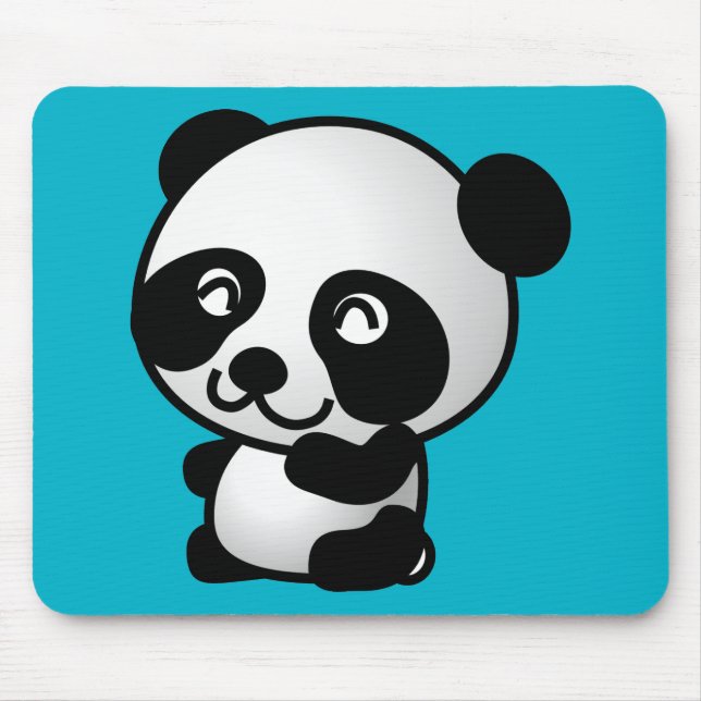 Cute black and white panda bear cartoon graphic mouse mat (Front)