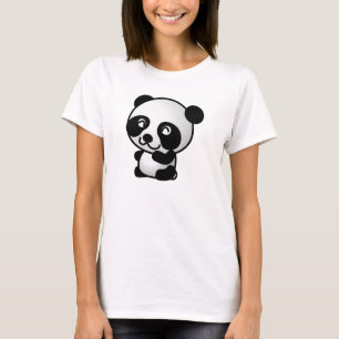 Cute black and white panda bear cartoon graphic T-Shirt