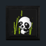 Cute black and white panda bear in a bamboo grove gift box<br><div class="desc">What a cute and adorable illustration of a black and white panda bear sitting amongst the green bamboo stalks in a little grove,  looking happy,  friendly and loveable. Black background really makes this little panda pop!</div>
