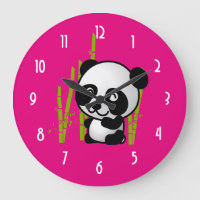 Cute black and white panda bear in a bamboo grove.