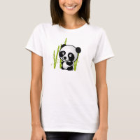 Cute black and white panda bear in a bamboo grove.