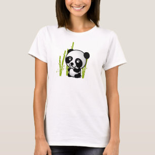 Cute black and white panda bear in a bamboo grove. T-Shirt