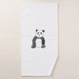 Cute black and white panda sketch bath towel